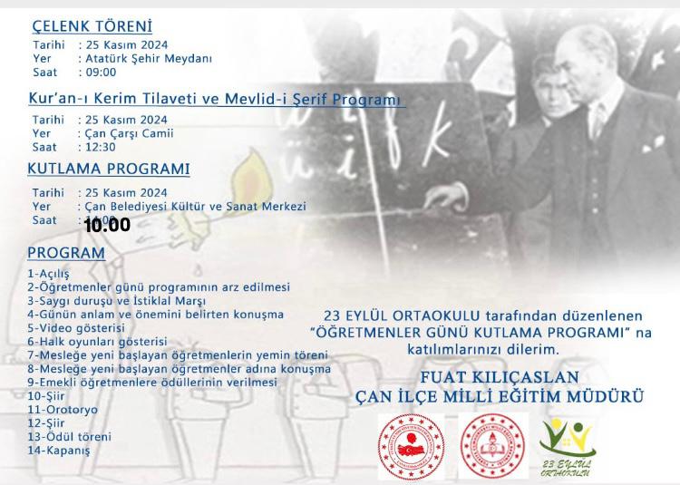 ÖĞRETMENLER GÜNÜ ÇAN’DA BİR DİZİ ETKİNLİKLE KUTLANACAK