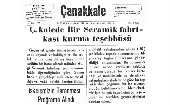 Çanakkale Sümerbank Seramik Fabrikası