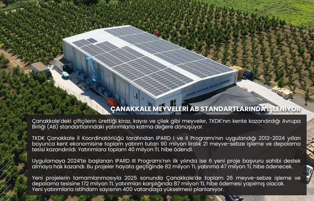ÇANAKKALE MEYVELERİ AB STANDARTLARINDA İŞLENİYOR