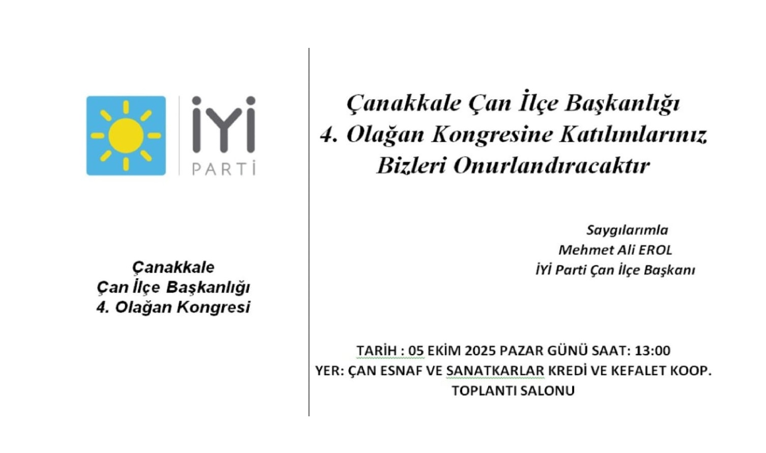 İYİ PARTİ’DE KONGRE HEYECANI: ÇAN YENİ BAŞKANINI SEÇİYOR