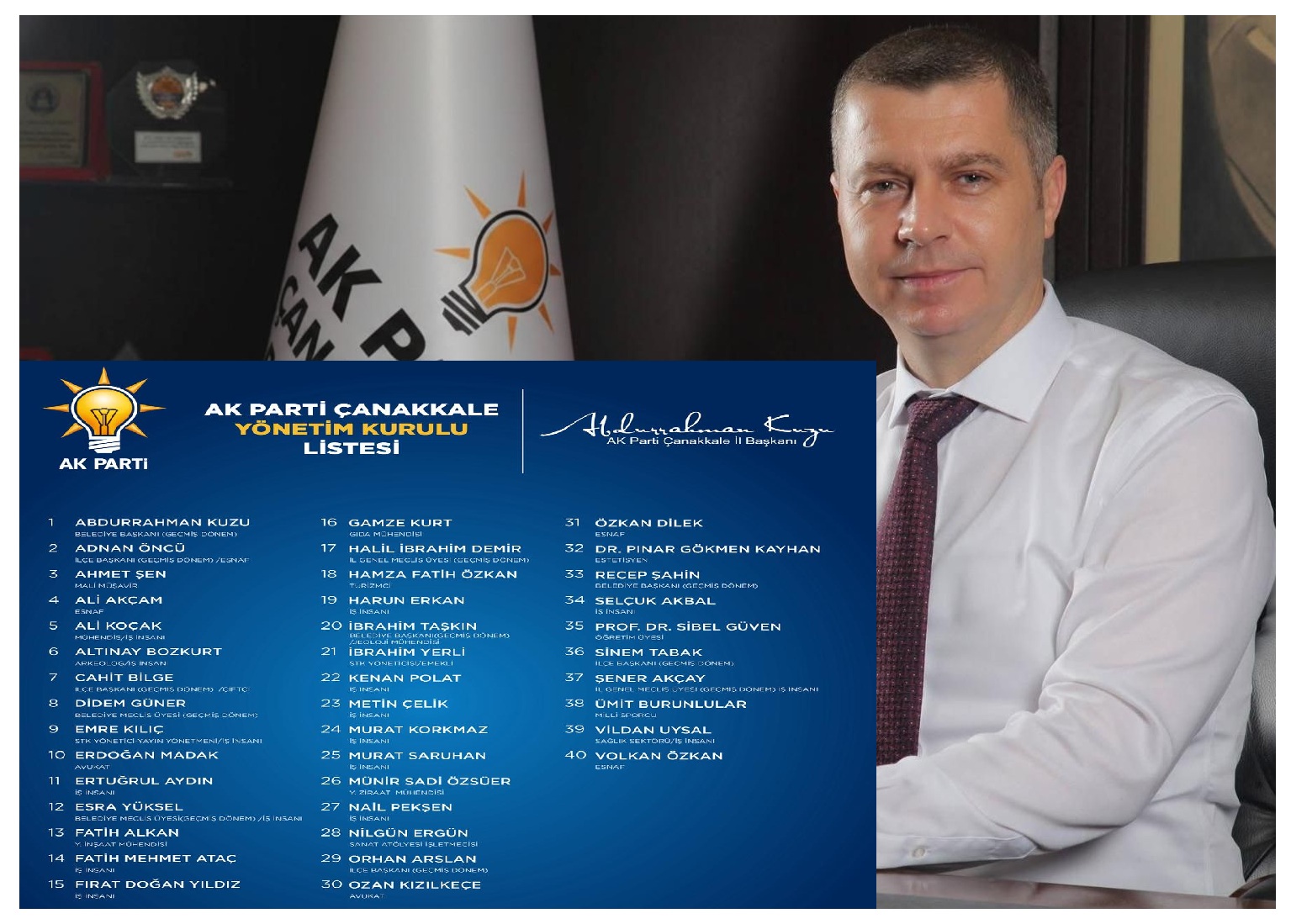 İL BAŞKANI ATAMASI AYLAR SÜREN AK PARTİ ÇANAKKALE İL YÖNETİMİ, GECİKMEKLİ DE OLSA AÇIKLANDI