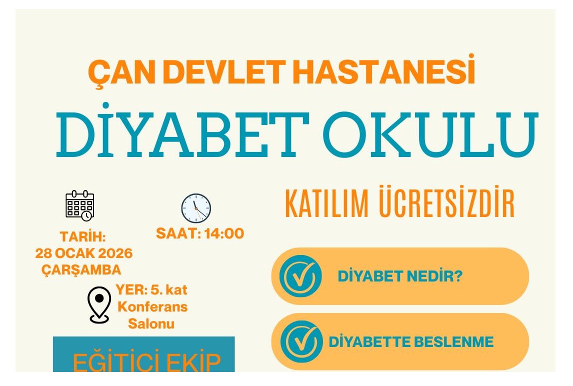 28 OCAK’TA ÇAN DEVLET HASTANESİNDE DİYABET EĞİTİMİ VERİLECEK