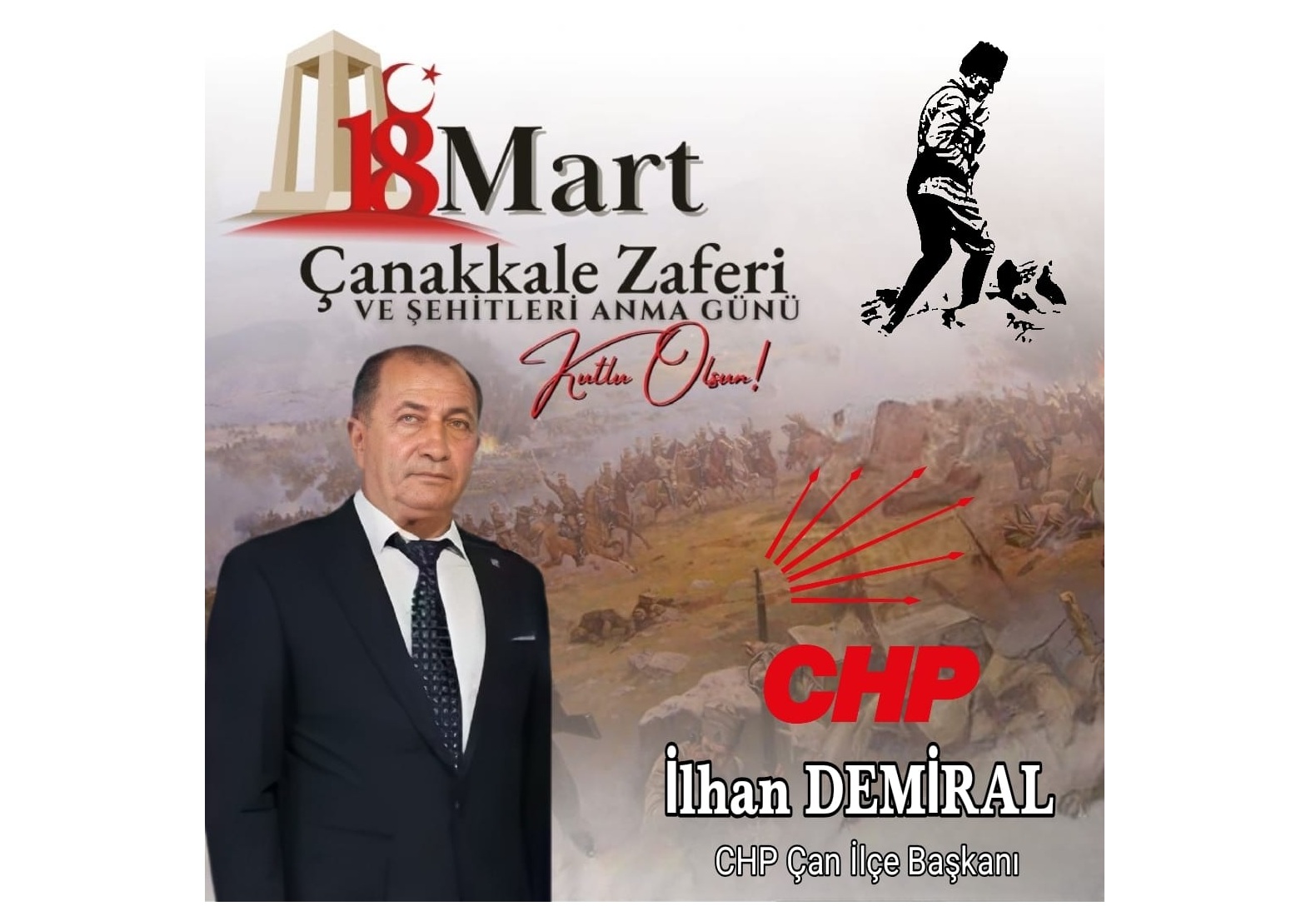 CHP ÇAN İLÇE BAŞKANI İLHAN DEMİRAL’DAN 18 MART ÇANAKKALE ZAFERİ VE ŞEHİTLERİ ANMA GÜNÜ KUTLAMASI