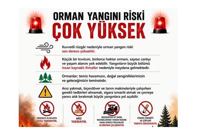 ORMANLARIMIZDA YANGIN RİSKİ YÜKSEK!