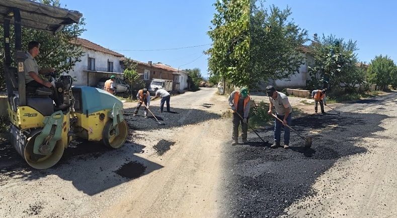 ÇANAKKALE İL ÖZEL İDARESİ ÇALIŞIYOR, KÖY YOLLARINA KAPLAMA….